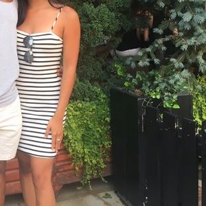Black and white striped dress